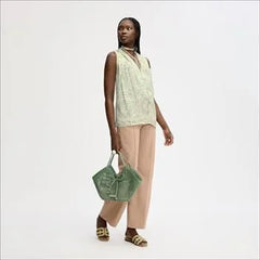Pleated Lace Insert Sleeveless Top