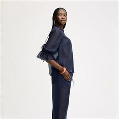 Sheer Blouson Sleeve Shirt