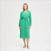 Long Sleeve Plisse Maxi Dress