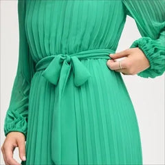 Long Sleeve Plisse Maxi Dress