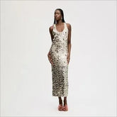 Mesh Sequin Tank Midi Dress