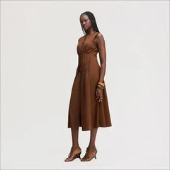 Pleat Waist Sleeveless Maxi Dress
