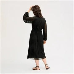 Long Sleeve Plisse Maxi Dress