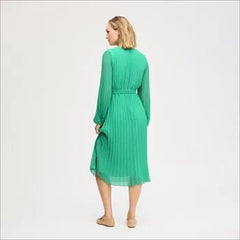 Long Sleeve Plisse Maxi Dress