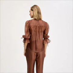 Sheer Blouson Sleeve Shirt