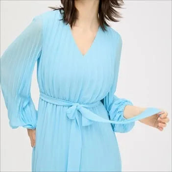 Long Sleeve Plisse Maxi Dress