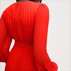 Long Sleeve Plisse Maxi Dress
